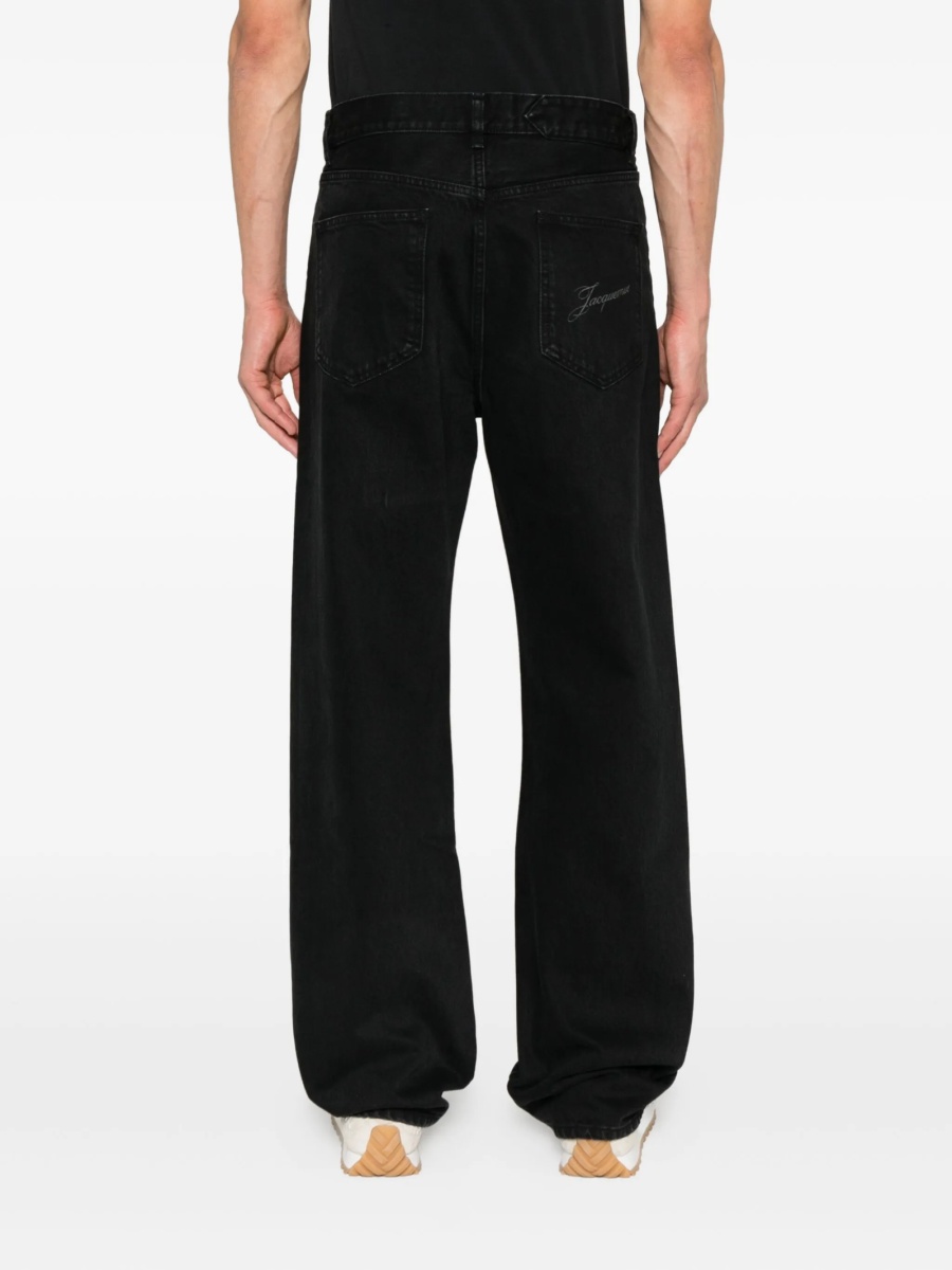 Blugi drepti JACQUEMUS negri din bumbac - Img 4