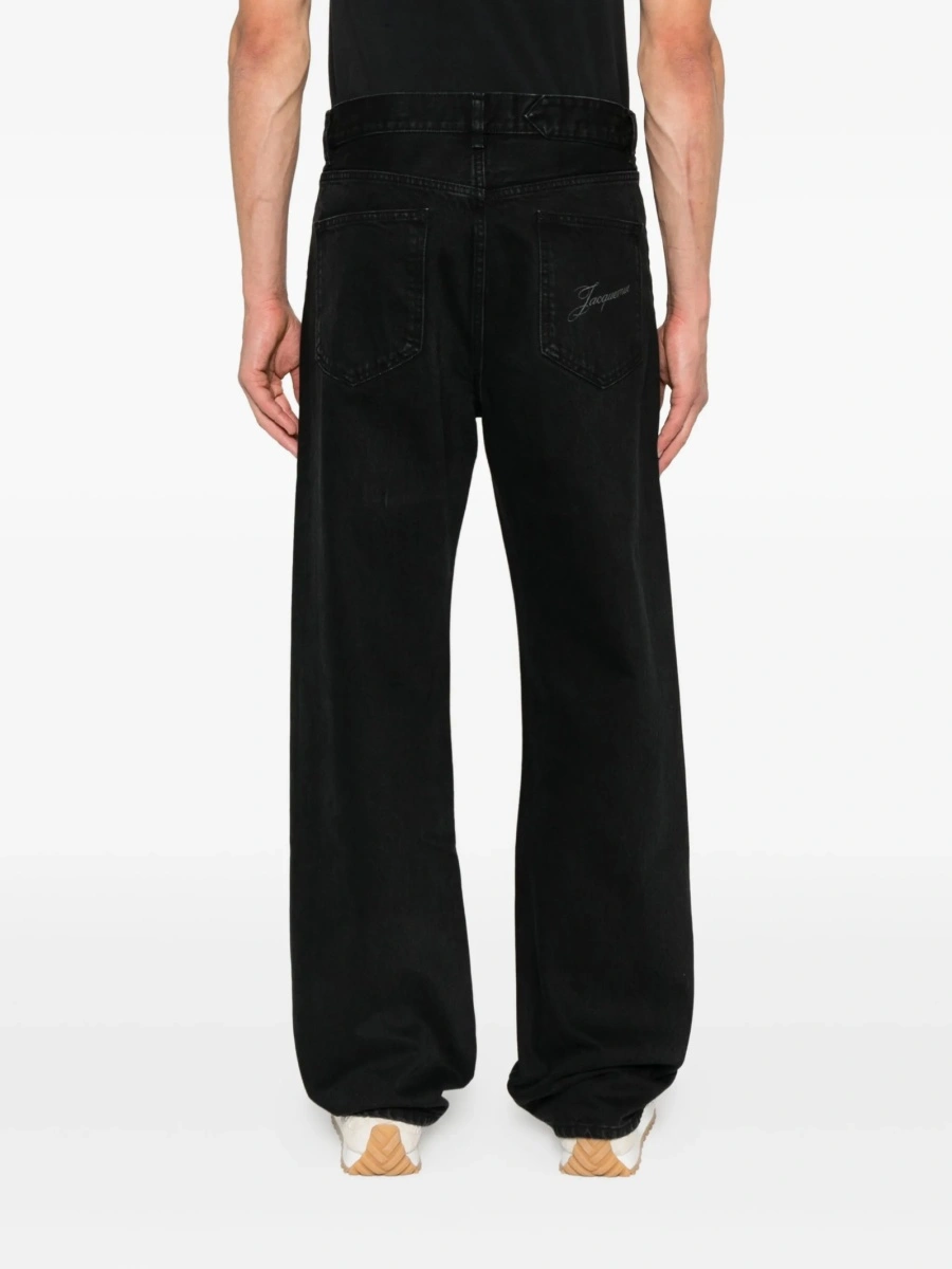 Blugi drepti JACQUEMUS negri din bumbac - Img 4