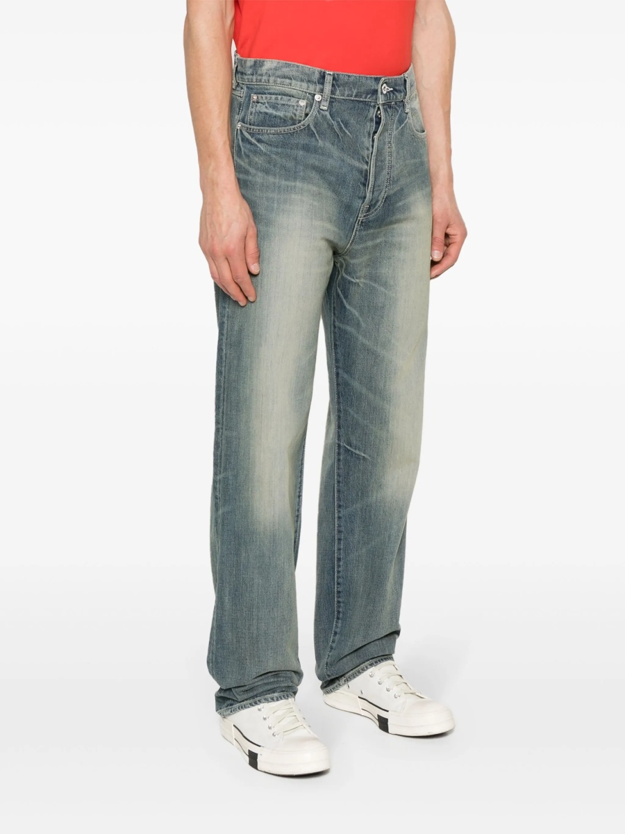 Blugi drepti Kenzo albastri din polyester si bumbac - Img 3