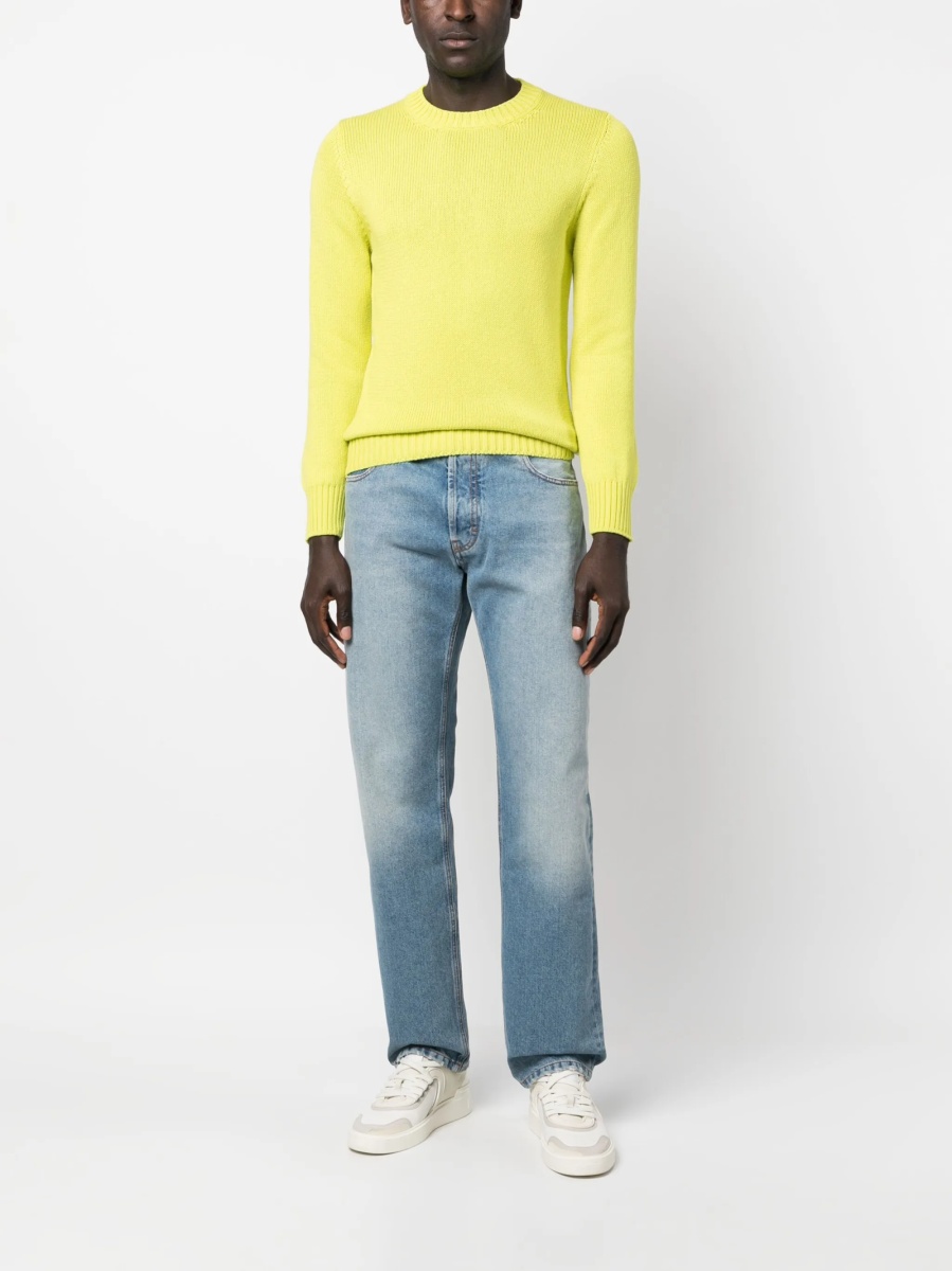 Blugi drepti Marcelo Burlon albastri din polyester si acrilic - Img 2