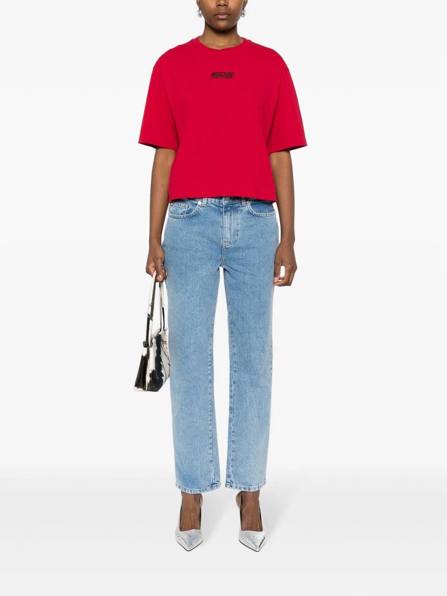 Blugi drepti MOSCHINO JEANS albastri din bumbac - Img 2