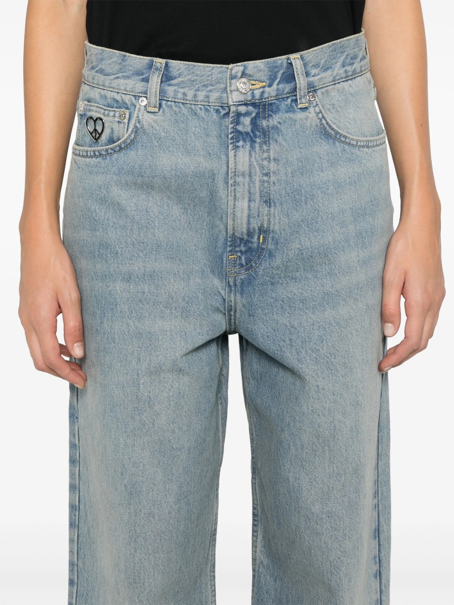Blugi drepti MOSCHINO JEANS albastri din bumbac - Img 5
