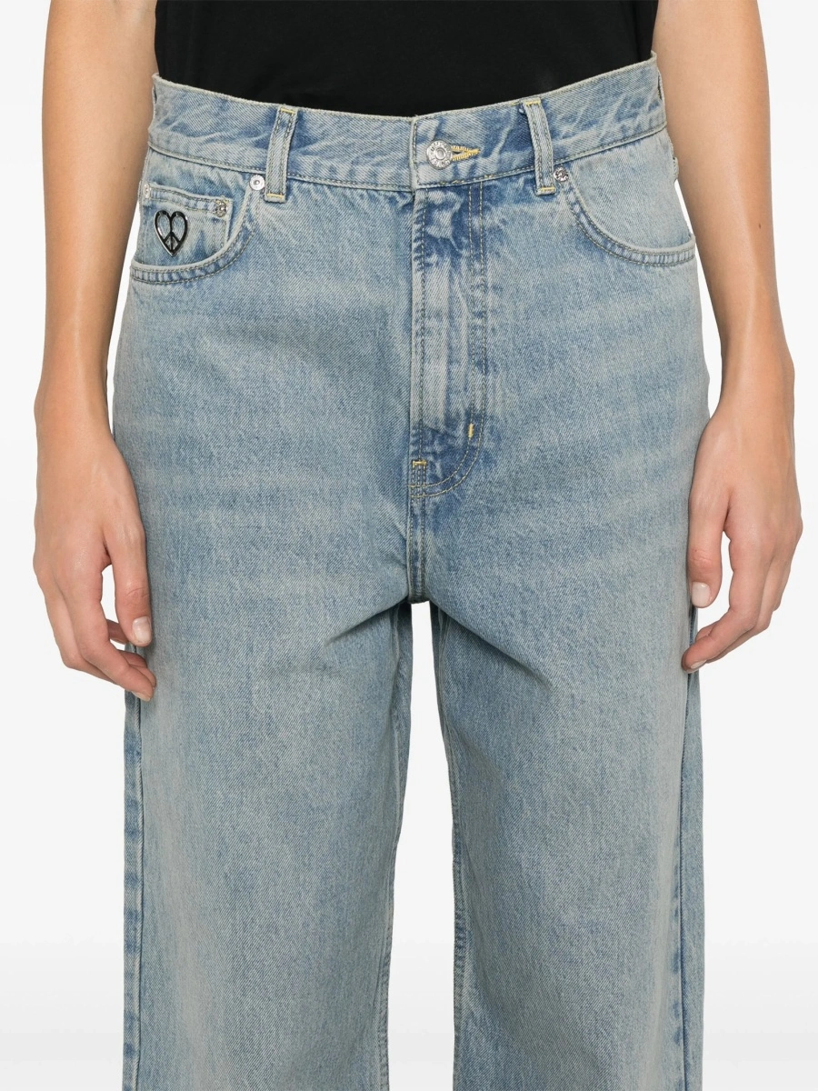 Blugi drepti MOSCHINO JEANS albastri din bumbac - Img 5