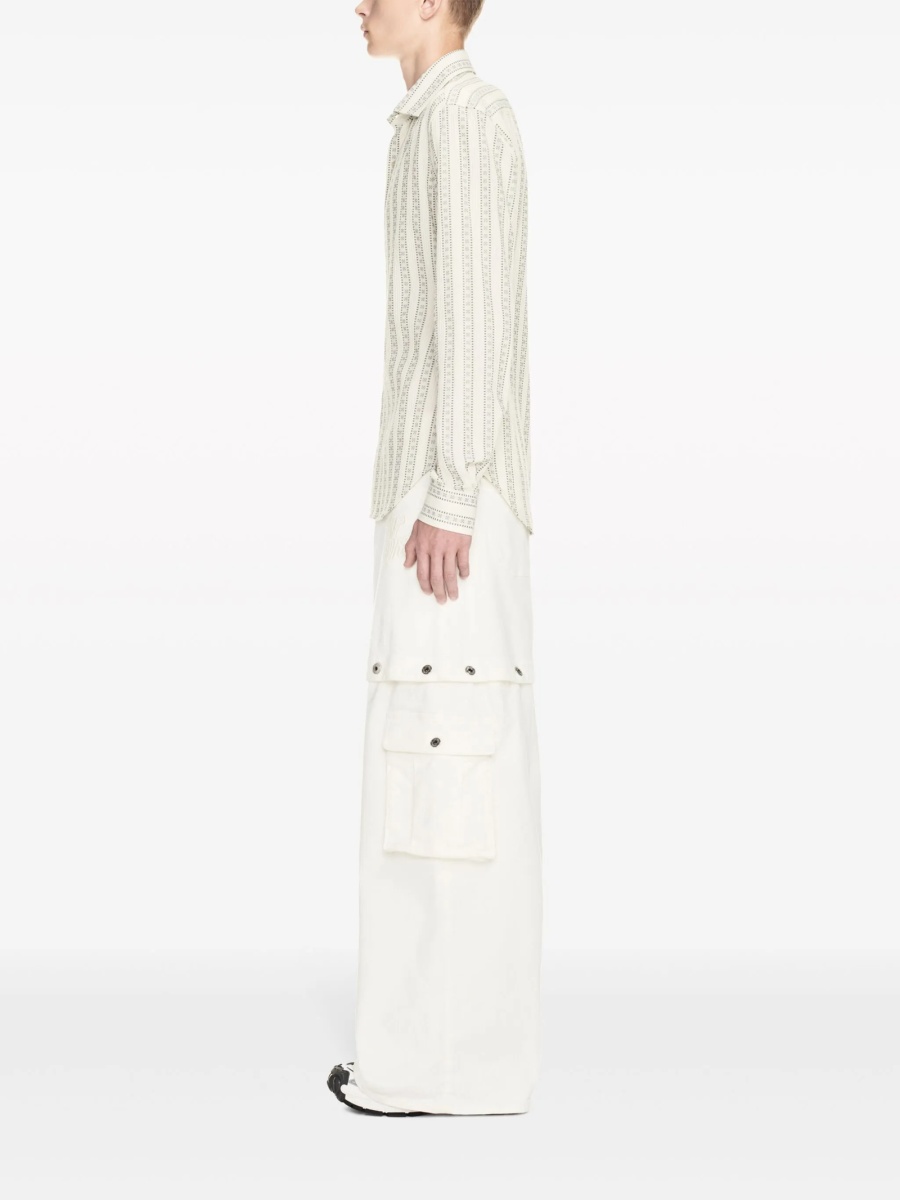 Blugi drepti Off-White albi din elastan si bumbac - Img 3
