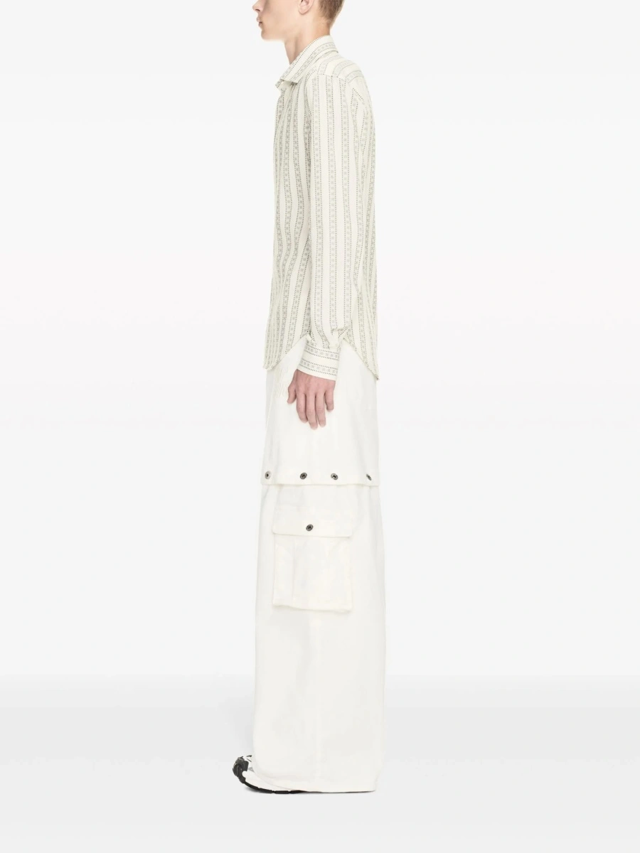 Blugi drepti Off-White albi din elastan si bumbac - Img 3
