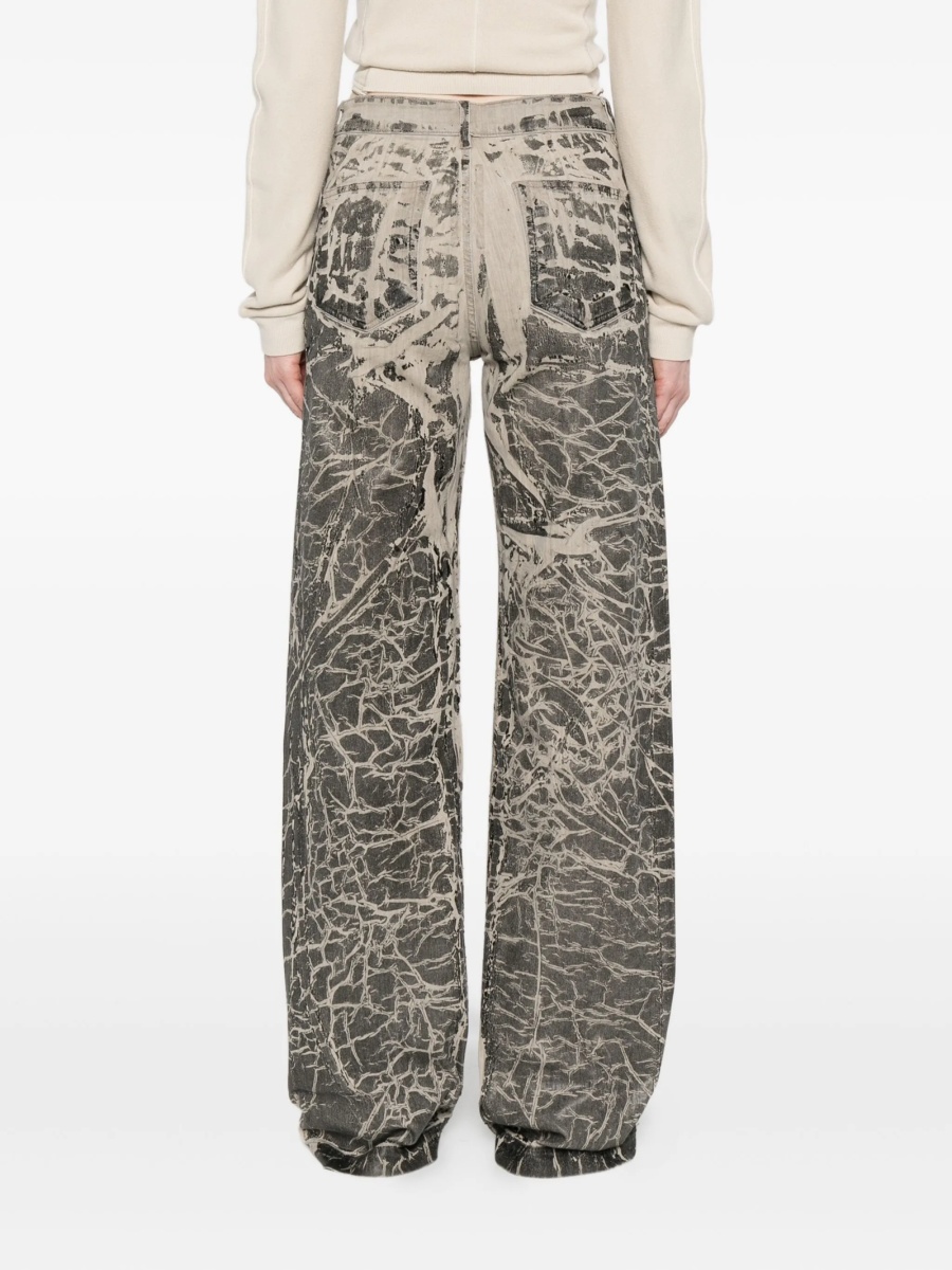 Blugi drepti Rick Owens negri din fibre de cauciuc si bumbac - Img 4