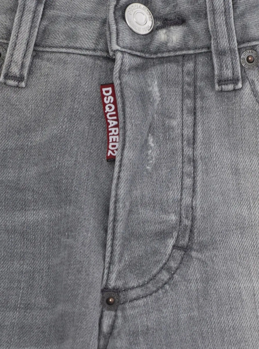 Blugi DSQUARED2 gri din denim 'American' - Img 3