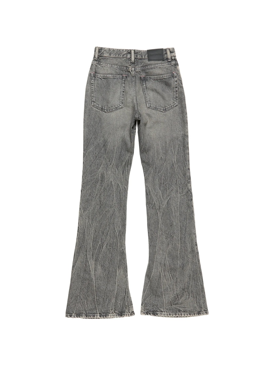 Blugi evazati Acne Studios negri din lyocell si bumbac organic - Img 5