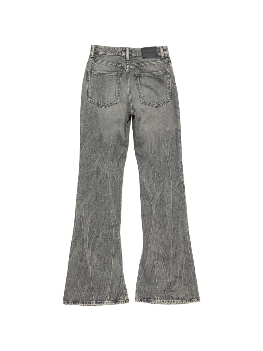 Blugi evazati Acne Studios negri din lyocell si bumbac organic - Img 5