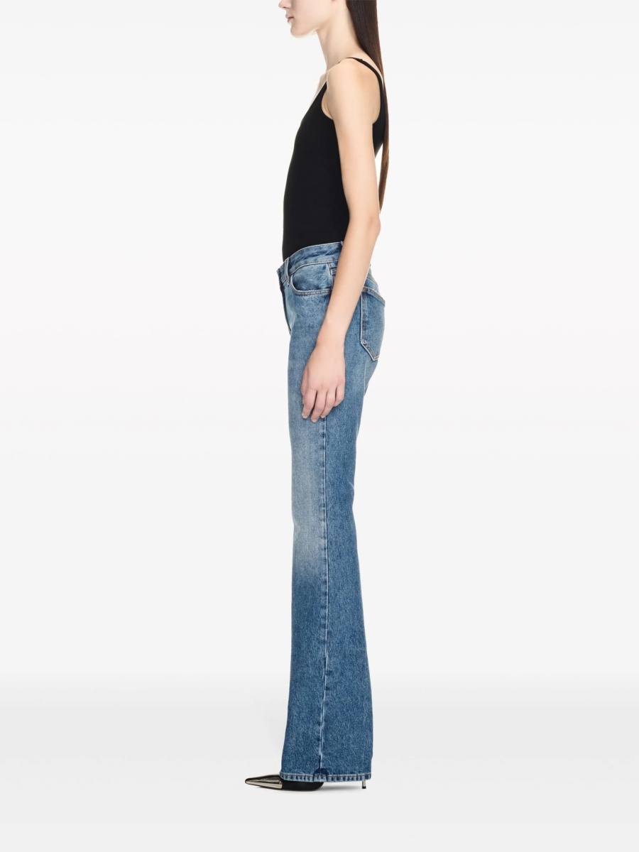 Blugi evazati Off-White albastri din bumbac - Img 3
