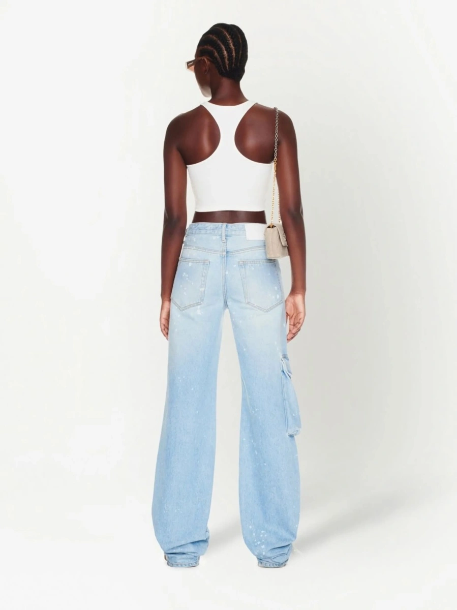 Blugi evazati Off-White albastri - Img 4