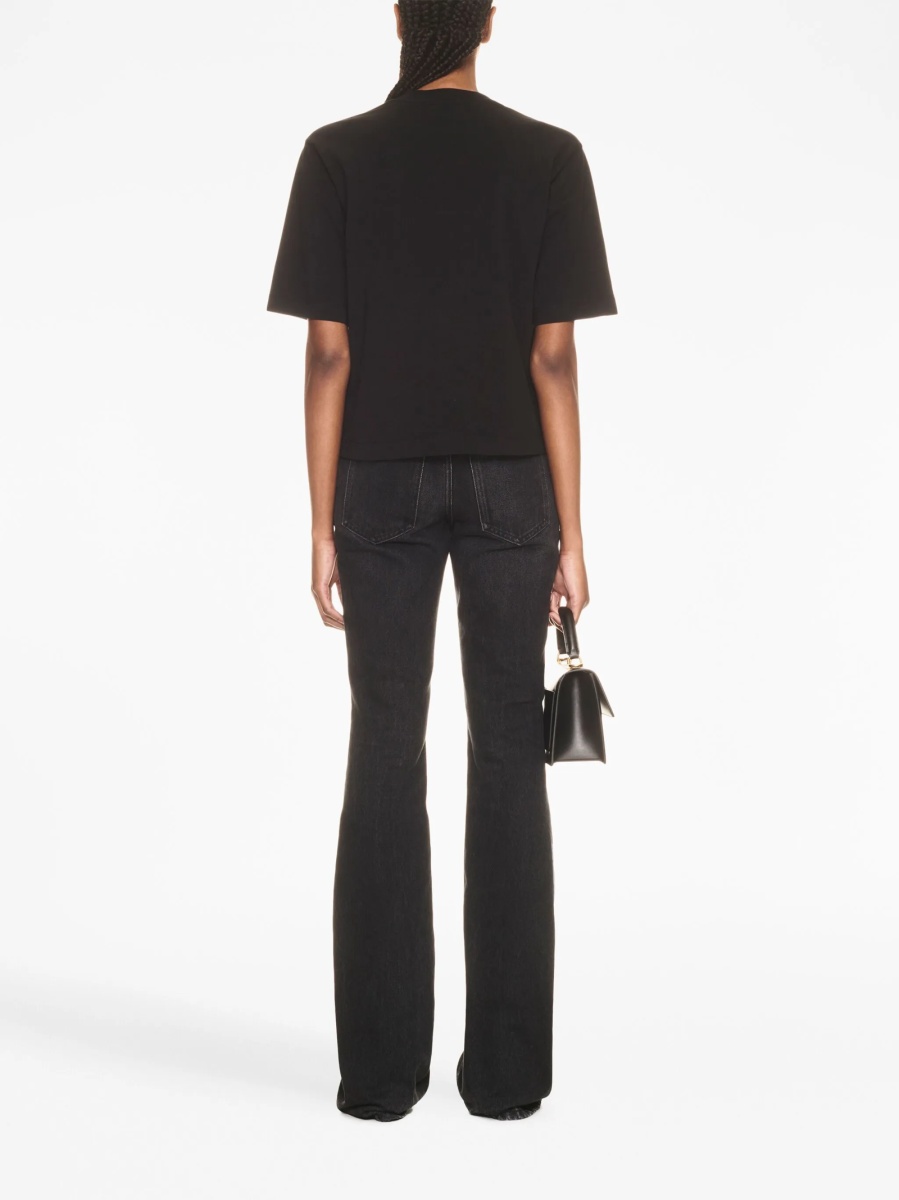 Blugi evazati Off-White negri din bumbac - Img 4