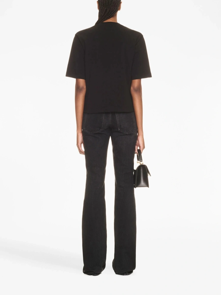 Blugi evazati Off-White negri din bumbac - Img 4