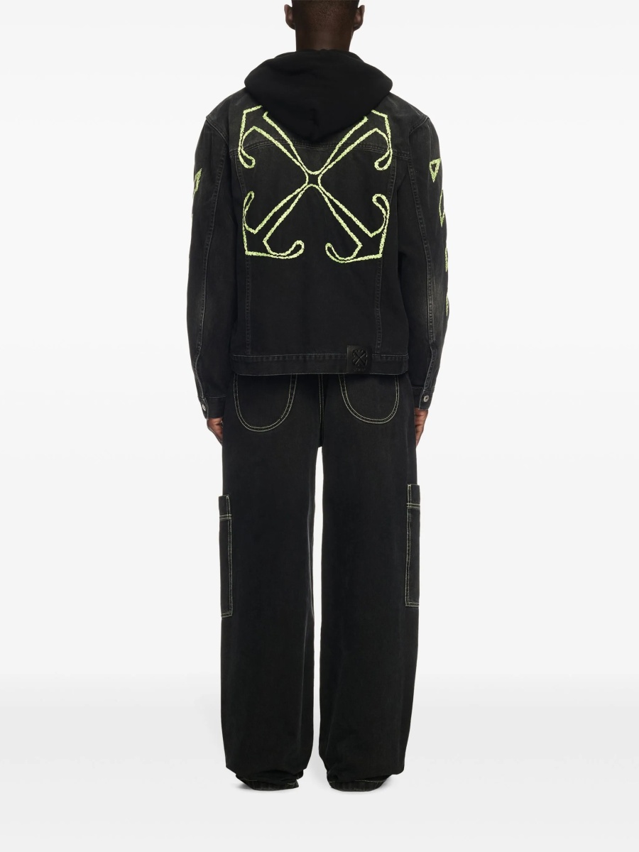 Blugi evazati Off-White negri din bumbac - Img 4