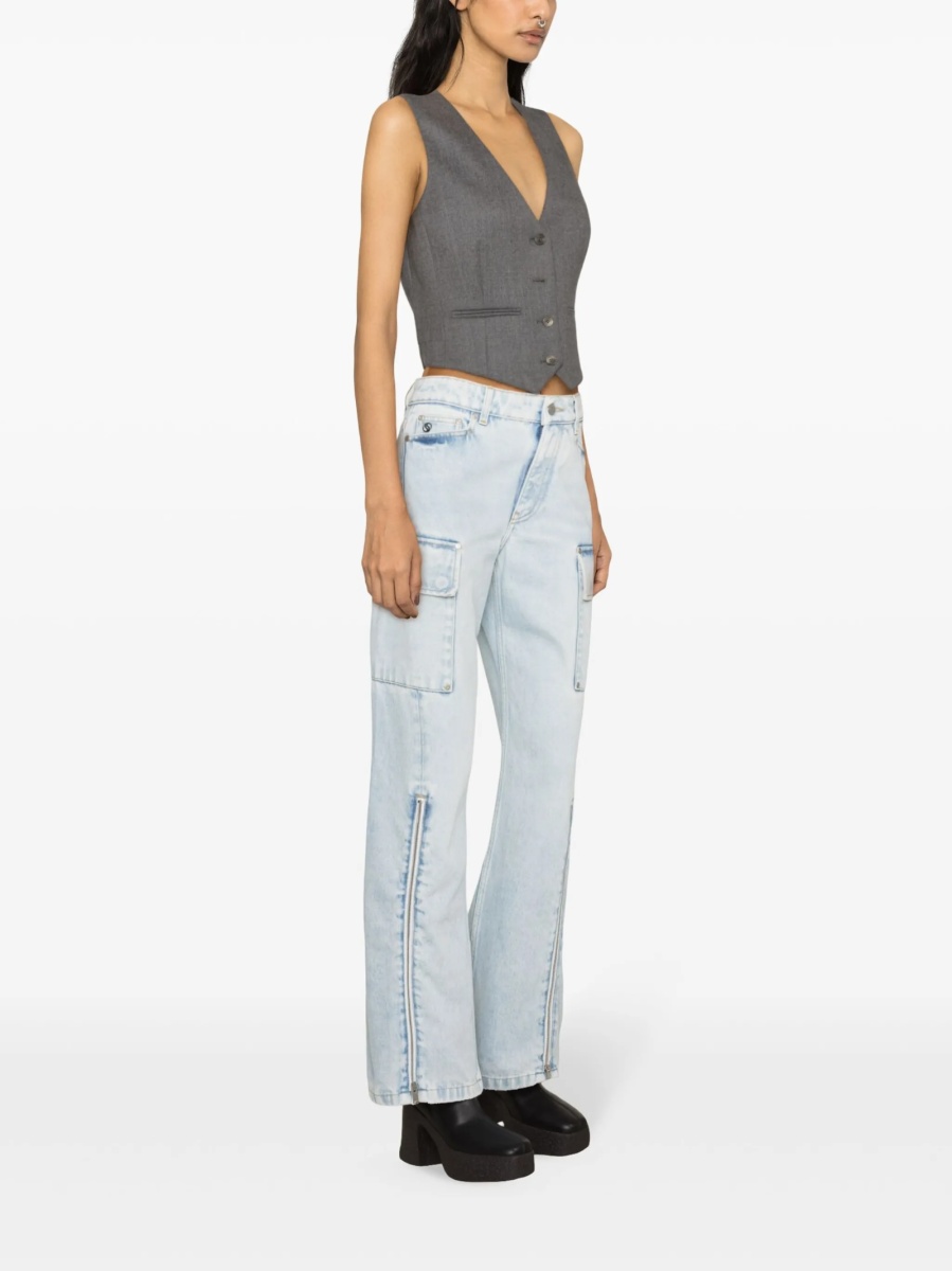 Blugi evazati Stella McCartney albastri din bumbac - Img 3