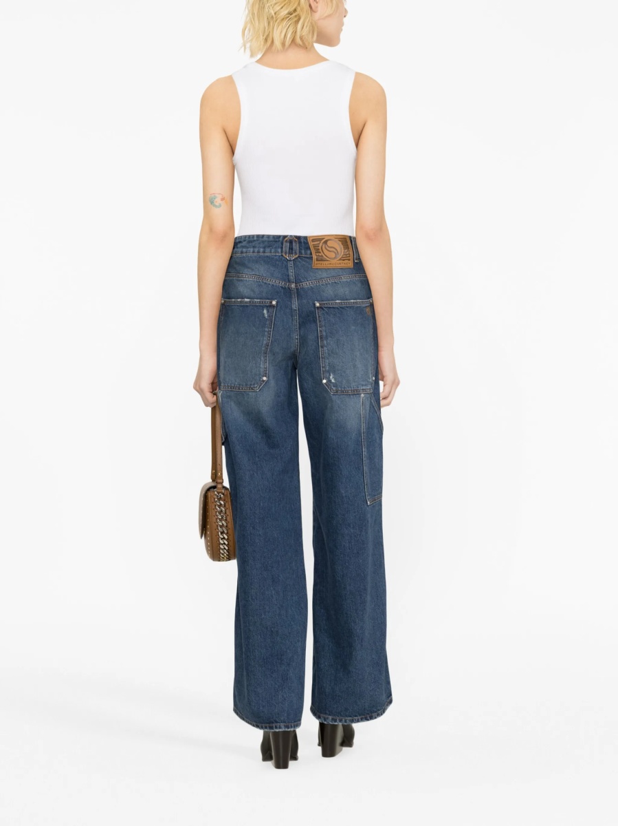 Blugi evazati Stella McCartney albastri din bumbac - Img 3