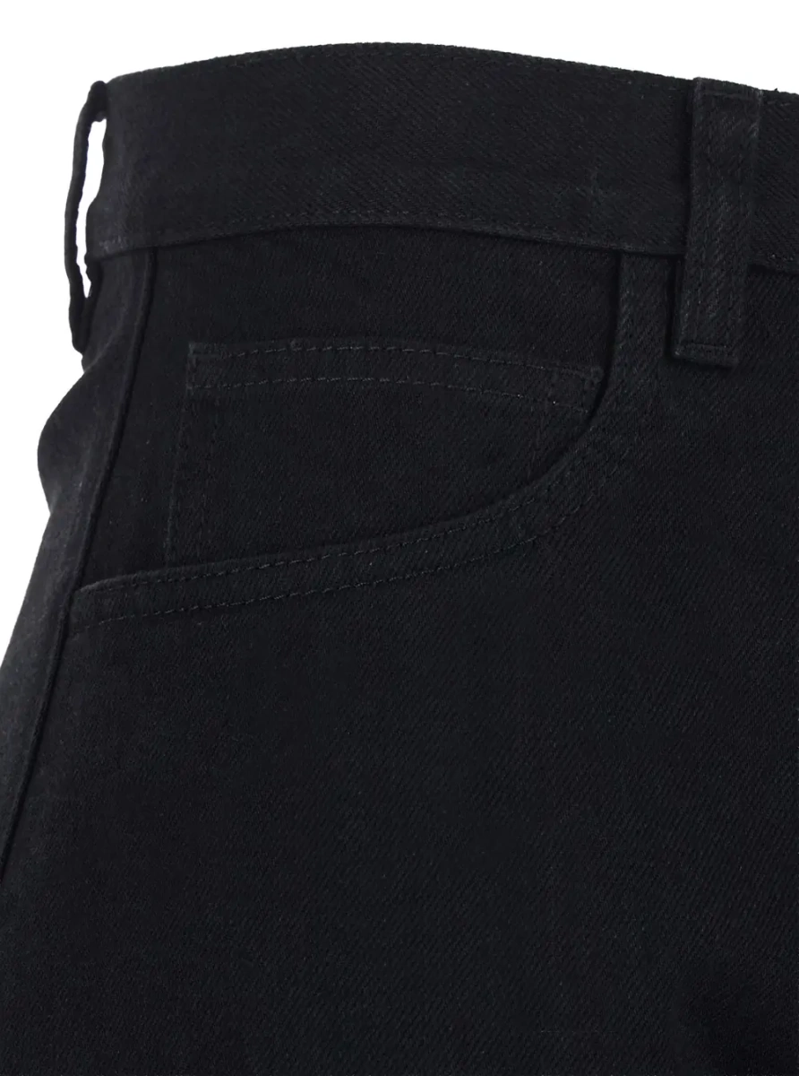 Blugi High-waisted jeans with back pockets in black denim for women - Img 3
