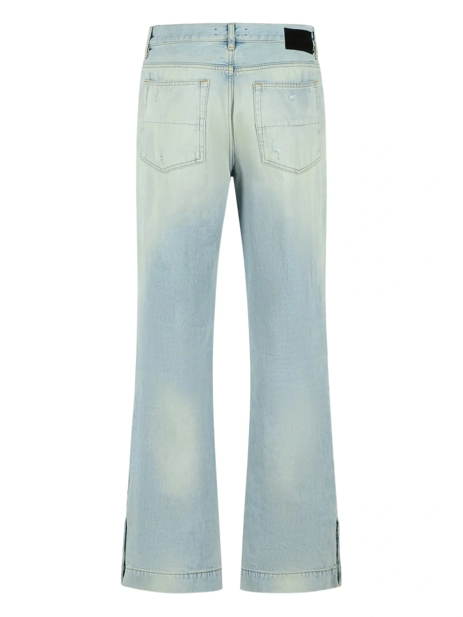 Blugi Men's Light Blue Denim Jeans with Ripped Details and Logo Patch on the Back - Img 4