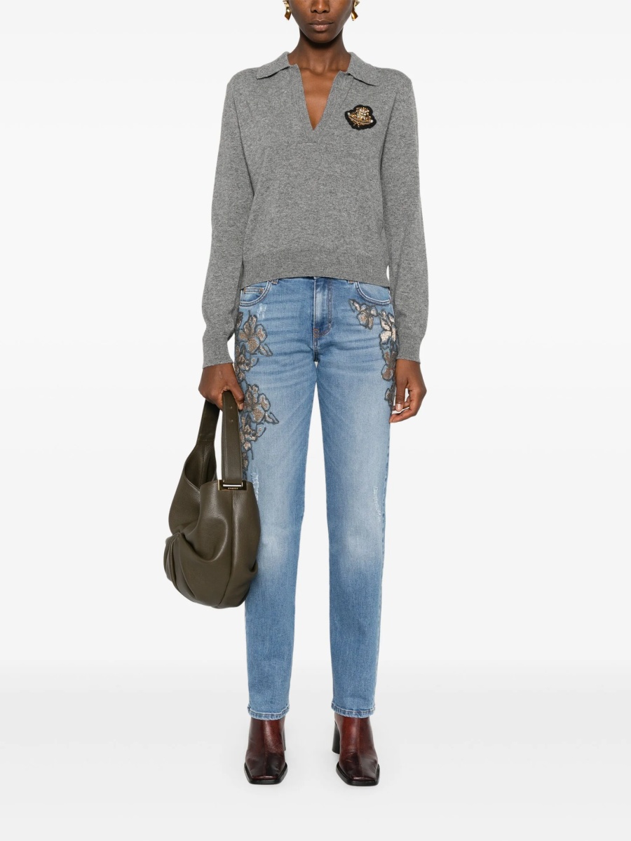 Blugi Skinny Ermanno Scervino albastri din elastan si polyester - Img 2