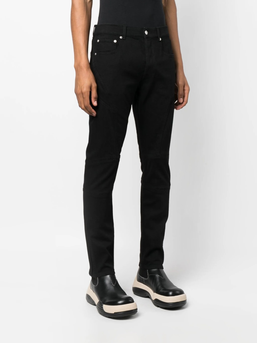 Blugi slim fit Alexander McQueen negri din bumbac si elastan - Img 3