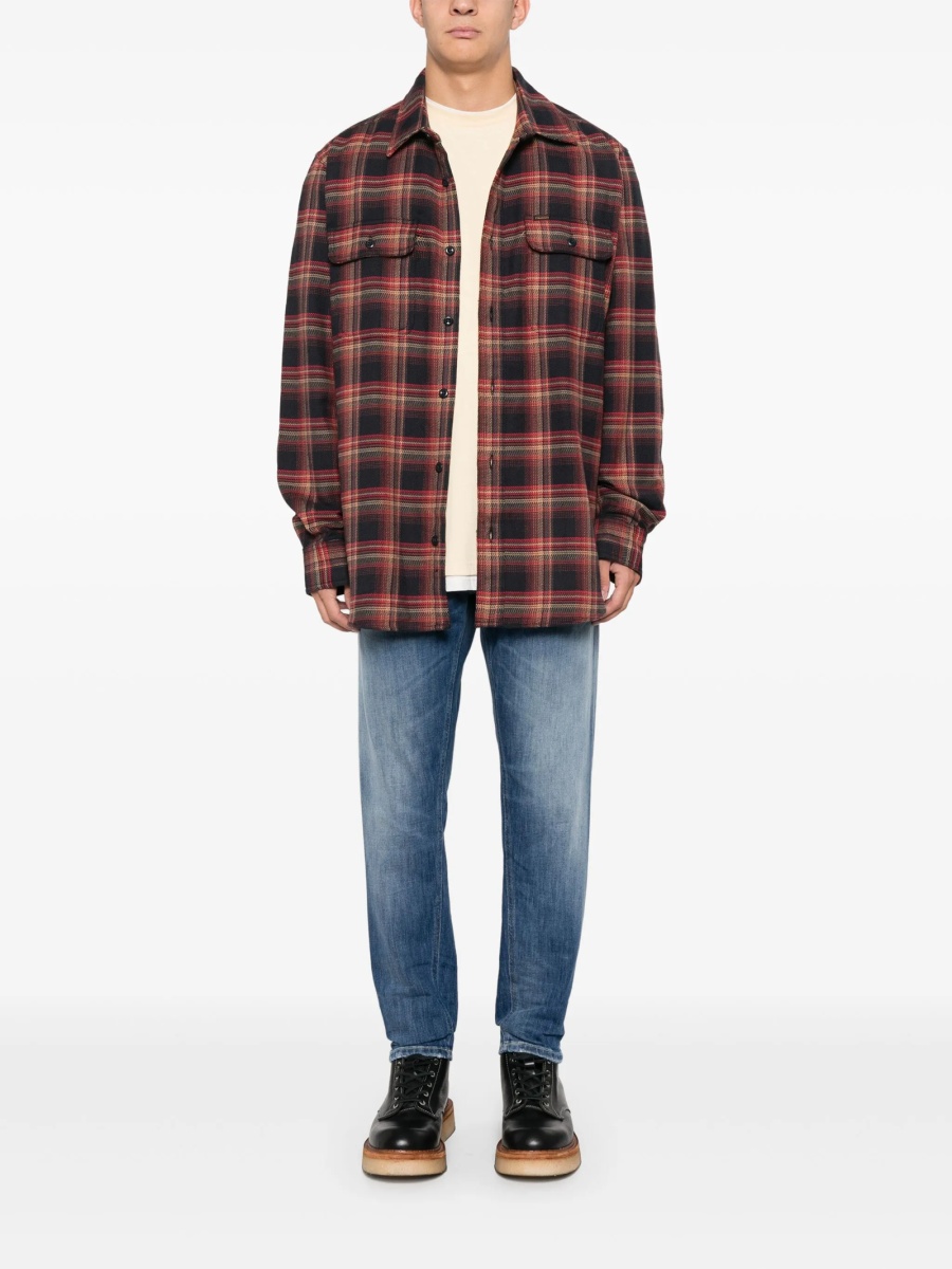 Blugi slim fit Dondup albastri din bumbac si multiester - Img 2