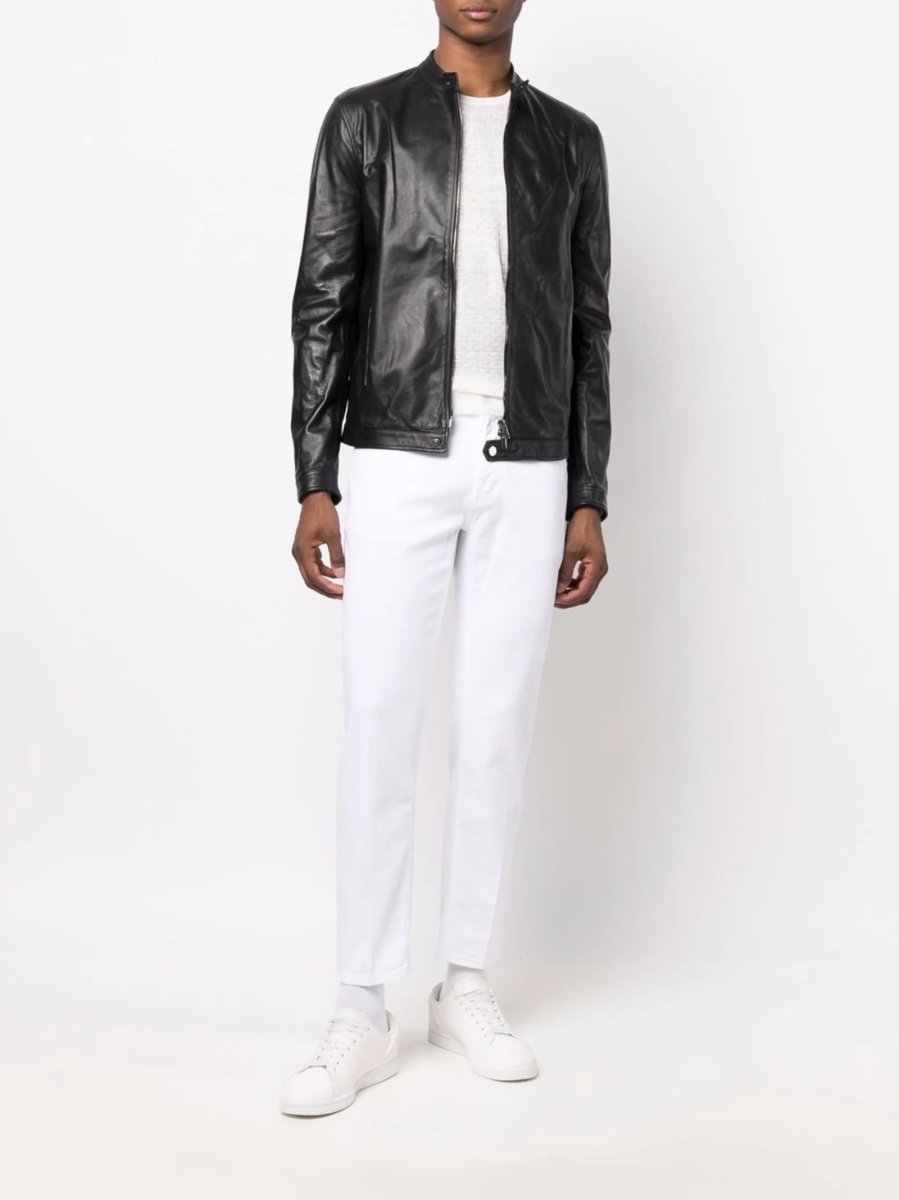Blugi slim fit Dondup albi din polyester si bumbac - Img 2
