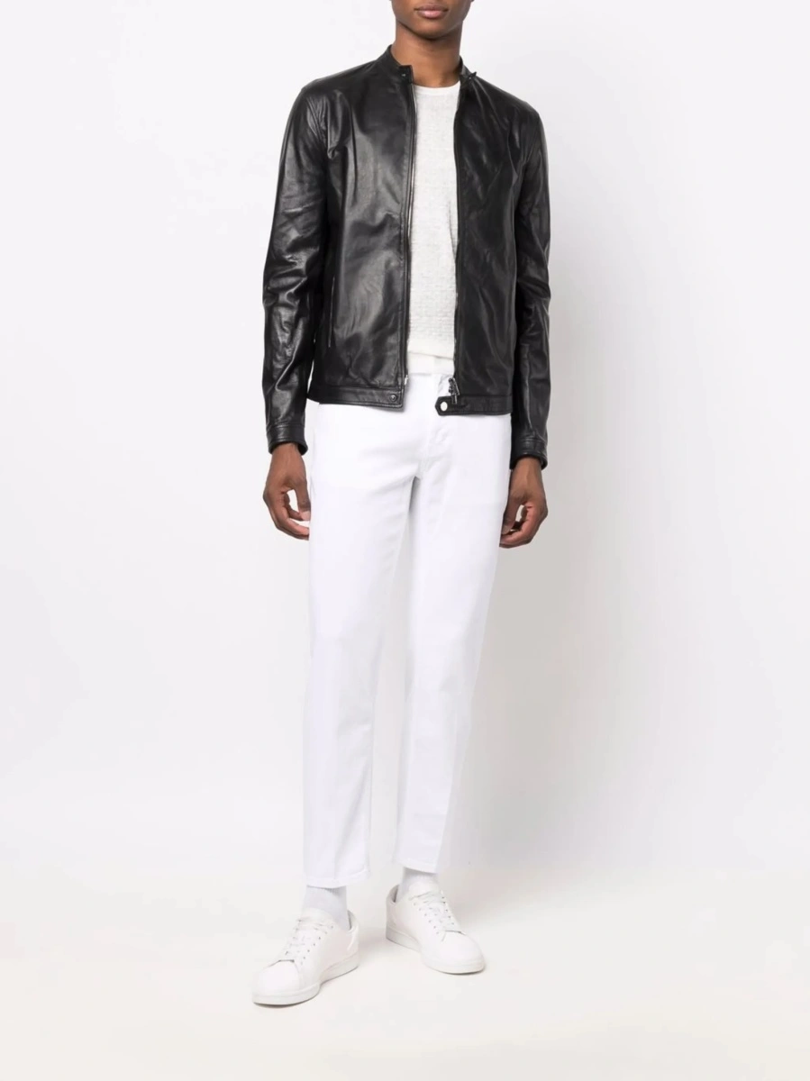 Blugi slim fit Dondup albi din polyester si bumbac - Img 2