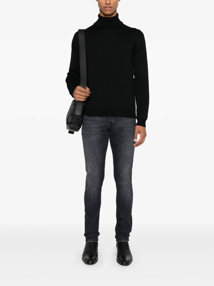 Blugi slim fit Dondup negri din bumbac si spandex/elastan - Img 2