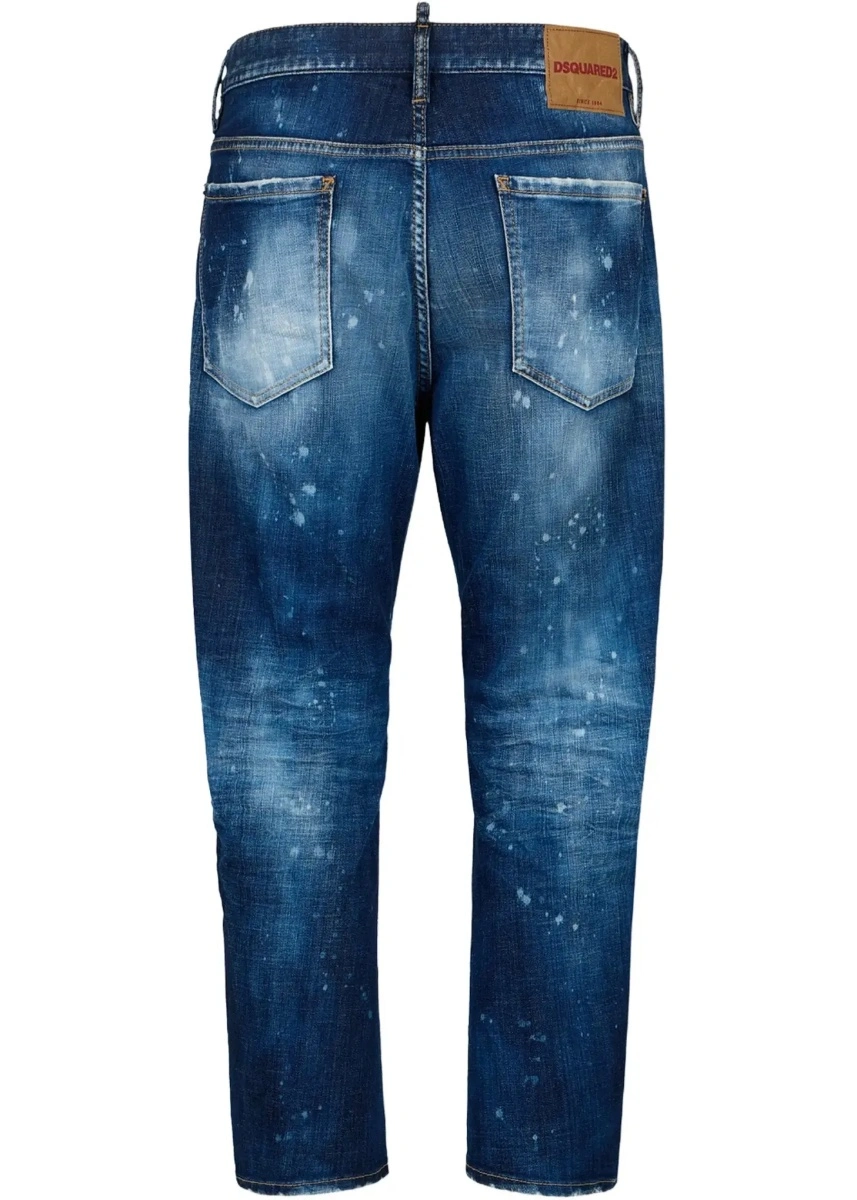 Blugi slim fit DSQUARED2 albastri din denim 'Bro Jean' - Img 6