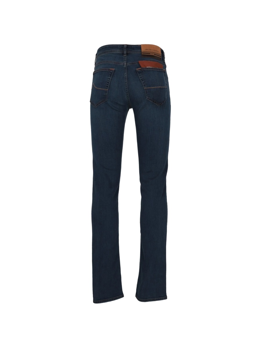 Blugi slim fit Jacob Cohen albastri din elastan si lyocell - Img 2