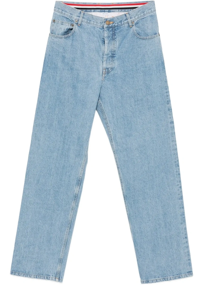 Blugi Thom Browne albastri din denim - Img 8