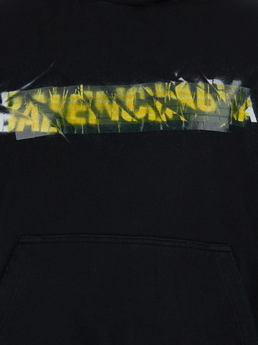 Bluza de trening Balenciaga neagra din bumbac 'Messy Spray' - Img 5