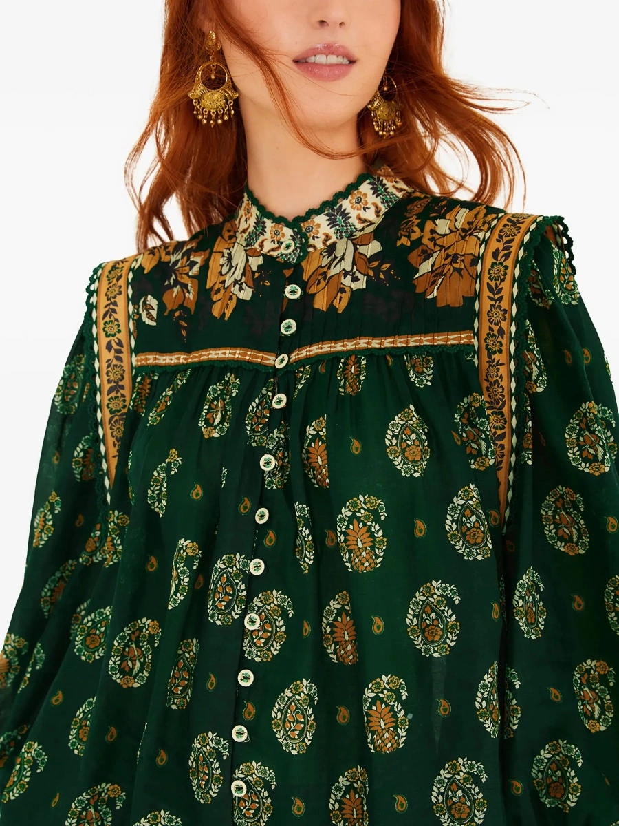 Bluza FARM RIO verde din bumbac - Img 5