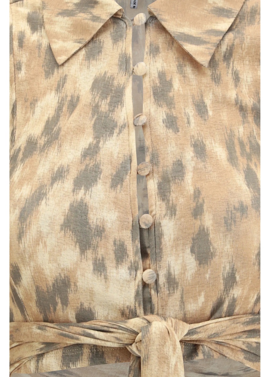 Bluza Printed marl mesh tie Blouse - Img 3