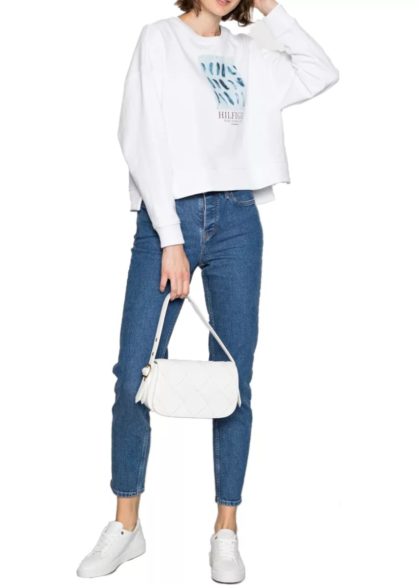 Bluze Feather Open-Neck Sweatshirt WW0WW33084YBR - Img 3