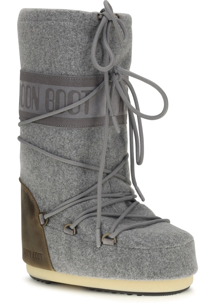 Bocanci casual Moon Boot gri din nubuck si fetru - Img 2