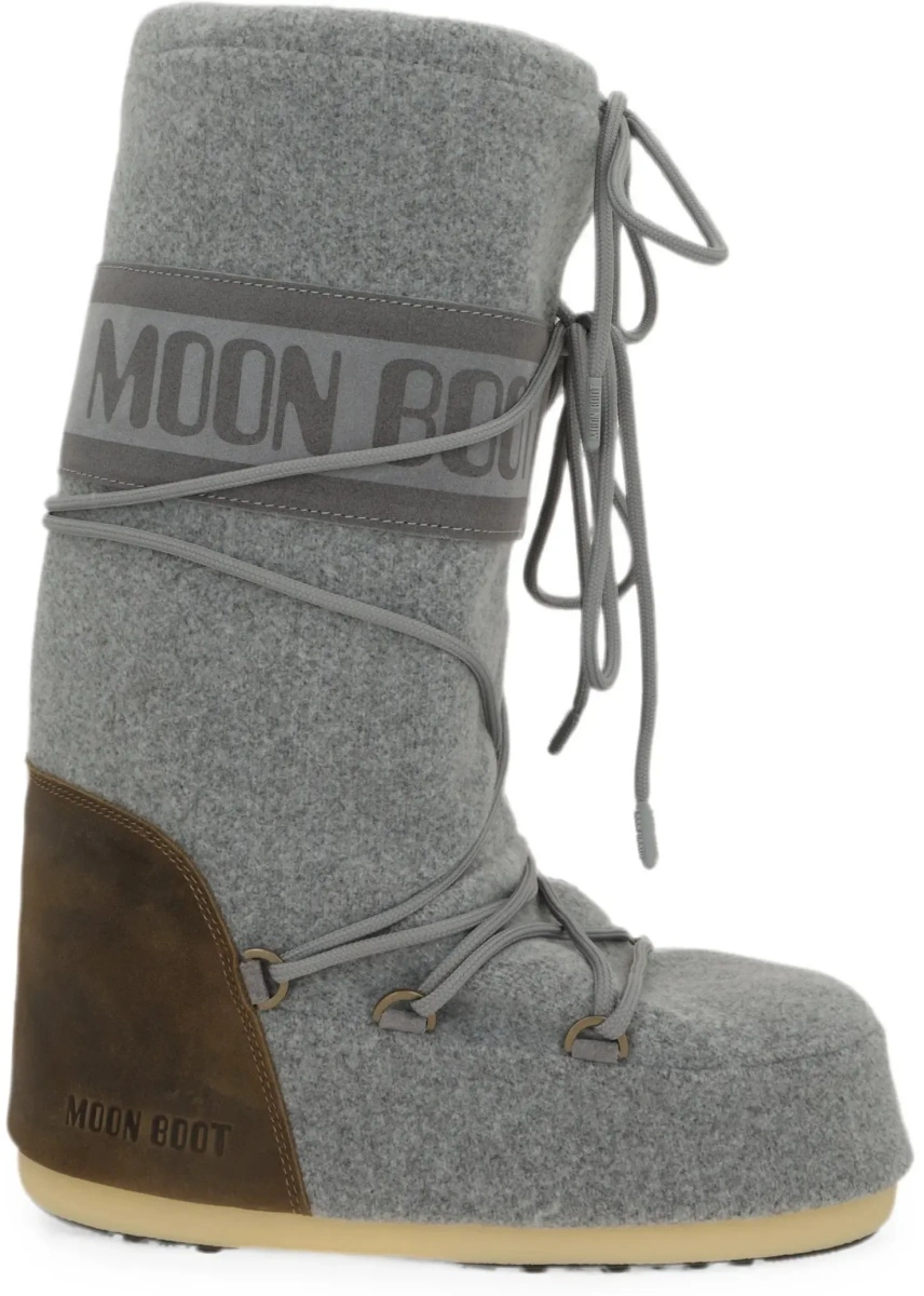 Bocanci casual Moon Boot gri din nubuck si fetru - Img 7