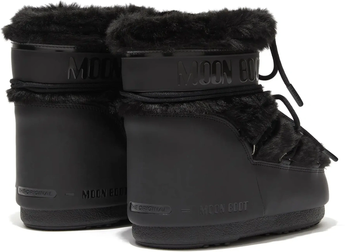 Bocanci casual Moon Boot negri din blana artificiala - Img 2