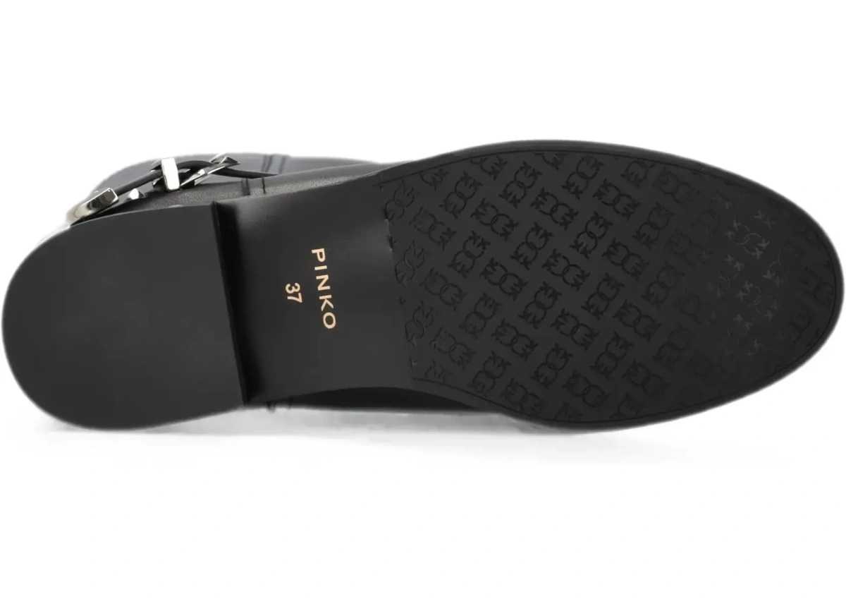 Bocanci casual Pinko negri din piele - Img 6
