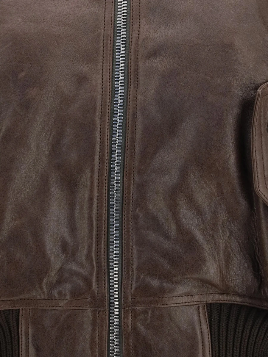 Bomber Cropped leather Bomber Jacket - Img 5