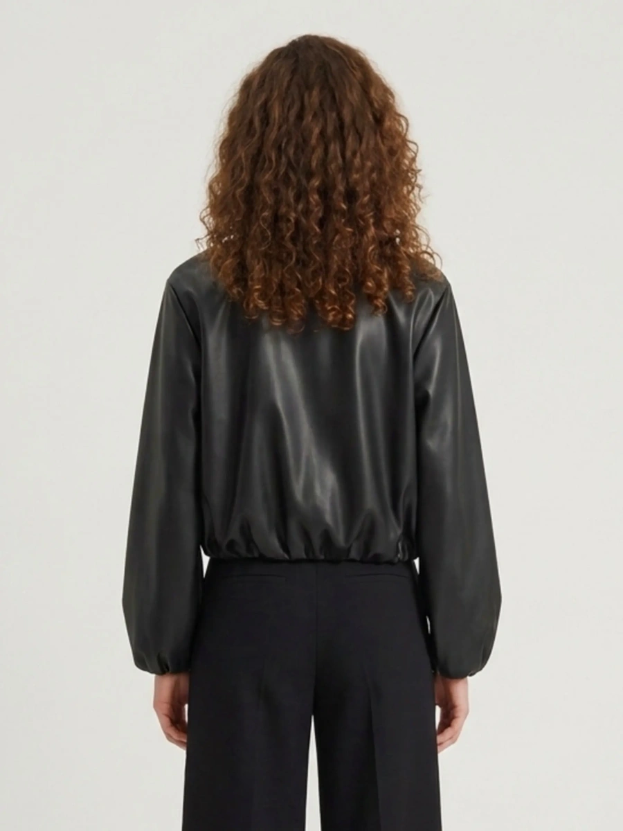 Bomber Faux Leather Cropped Bomber - Img 3