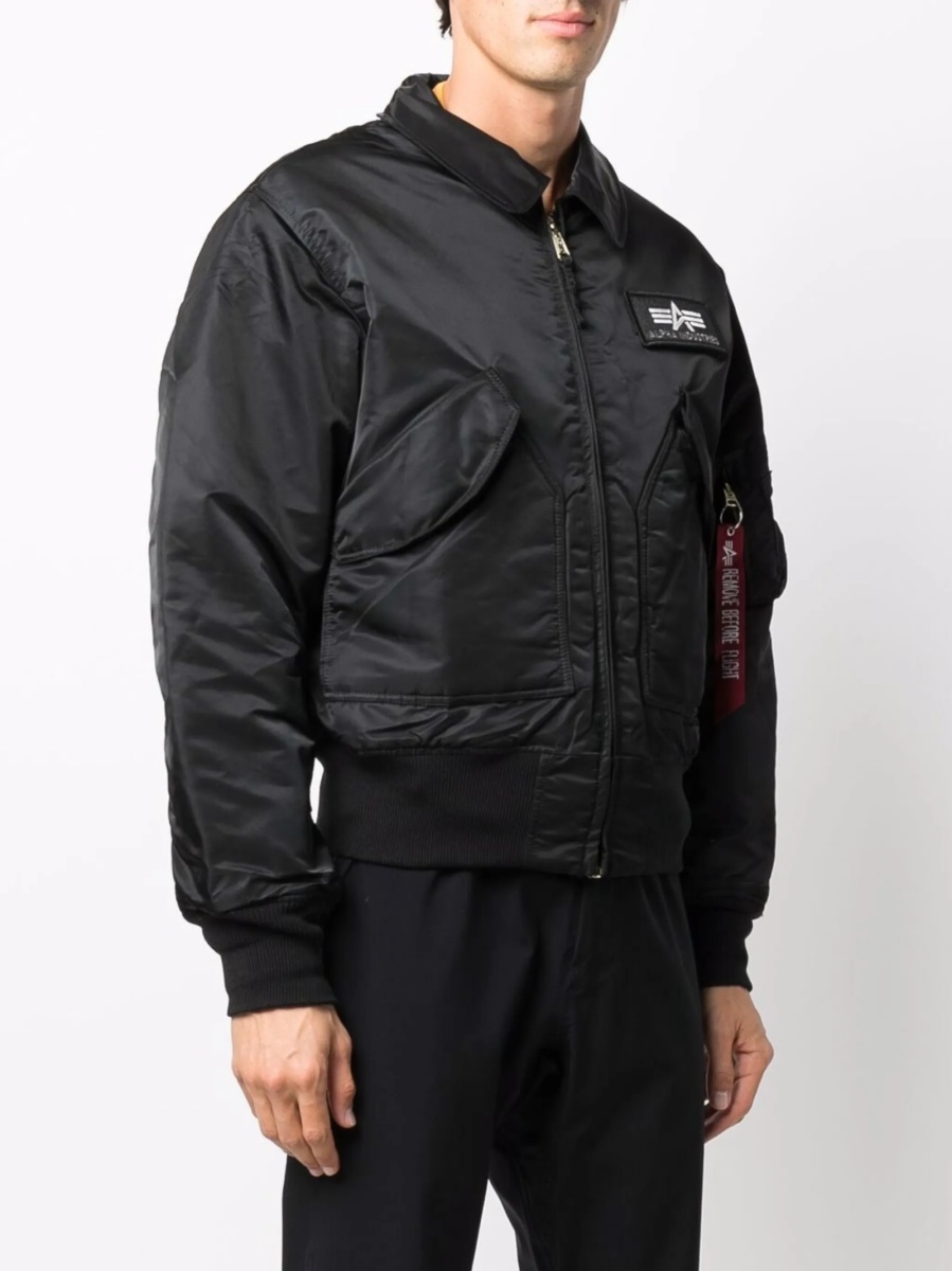 Bomber jacket Alpha Industries neagra din nylon - Img 3
