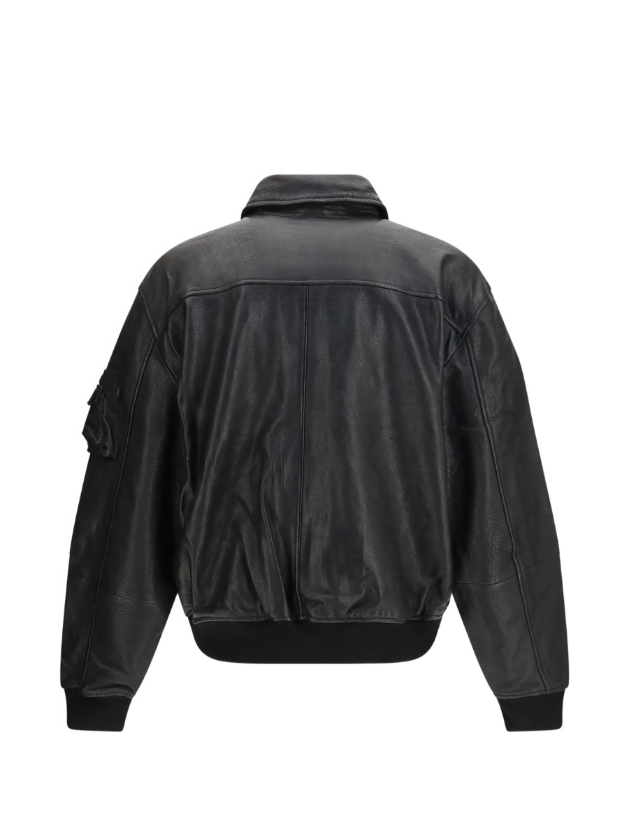 Bomber jacket Alpha Industries neagra din piele - Img 2