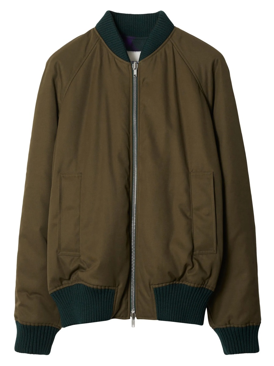 Bomber jacket Burberry maro din polyester si lana - Img 2