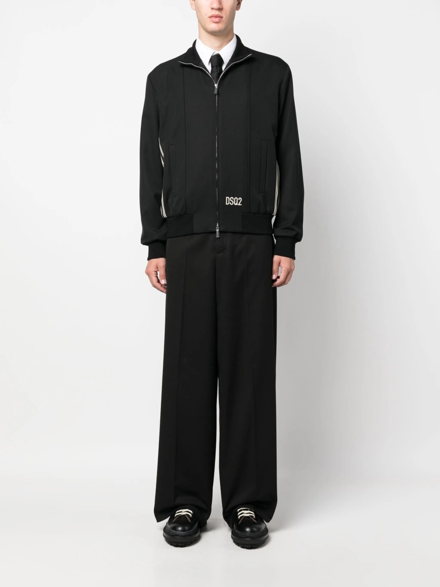Bomber jacket DSQUARED2 neagra din polyester si lana - Img 2