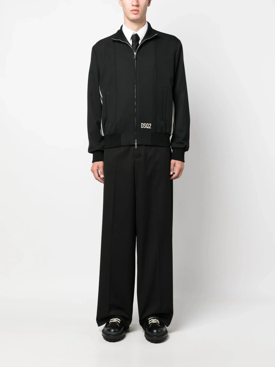 Bomber jacket DSQUARED2 neagra din polyester si lana - Img 2