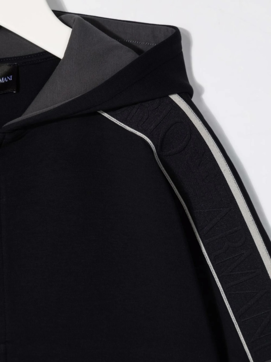 Bomber jacket Emporio Armani albastra din bumbac si polyester - Img 3