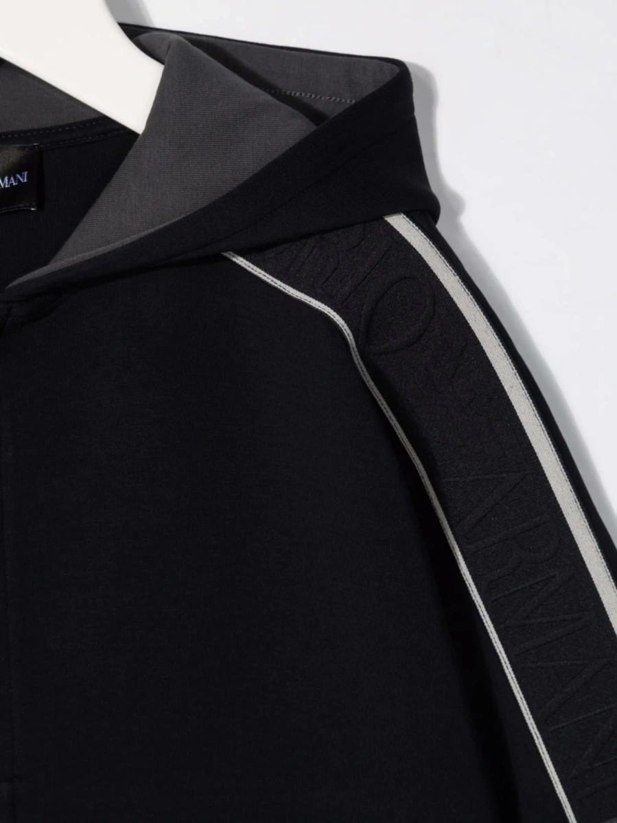 Bomber jacket Emporio Armani albastra din bumbac si polyester - Img 3