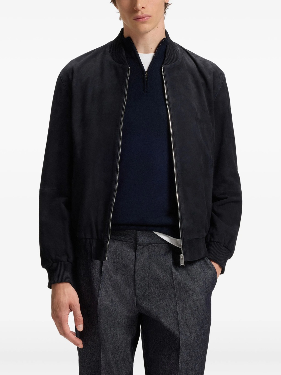 Bomber jacket Hugo Boss albastra din piele - Img 4