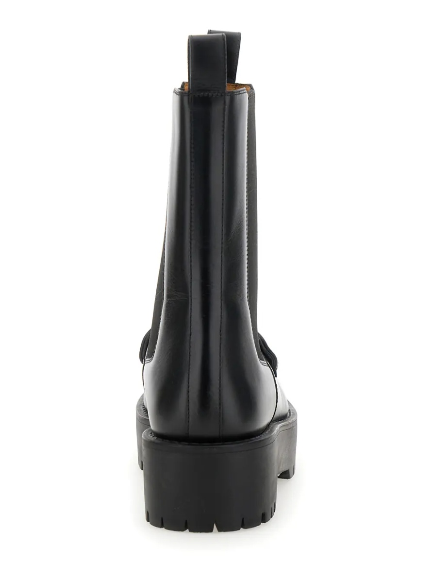 Botine Black Ankle Boots with Horsebit and Lug Sole in Leather Woman - Img 4